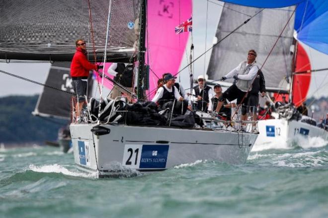RORC Admiral, Andrew McIrvine at the helm of his First 40, La Réponse competing in the Solent, UK as part of  Team GBR in the 2016 Brewin Dolphin Commodores' Cup. He's looking forward to coming back to the BVI Spring Regatta in a sister ship, racing as Team Larry ©  Paul Wyeth / RORC